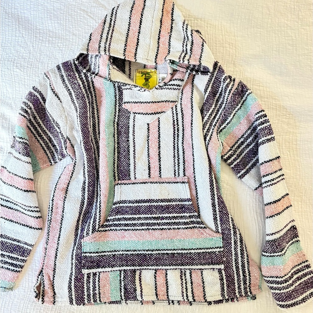Iguana Jack Baja Rugby Hoodie Sweater surfer Pink Rug Hippie #boho#icypastels